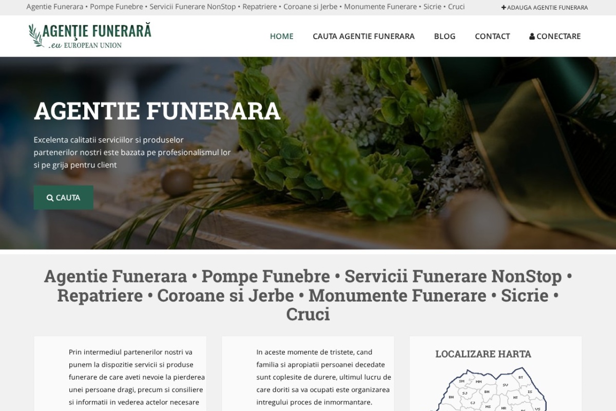Previzualizare homepage AgentieFunerara.eu