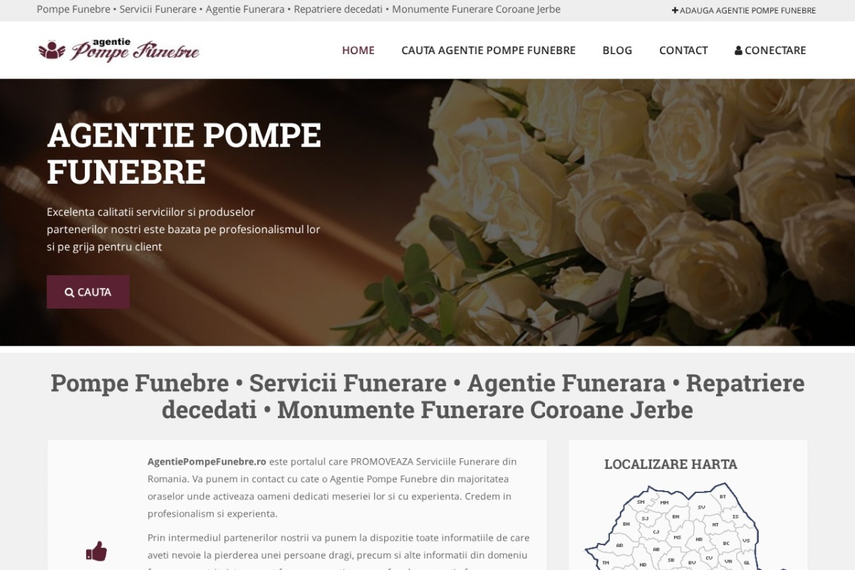 Previzualizare homepage AgentiePompeFunebre.ro