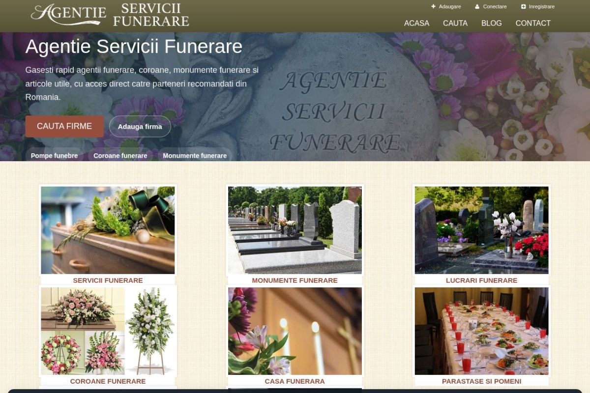 Previzualizare homepage AgentieServiciiFunerare.ro