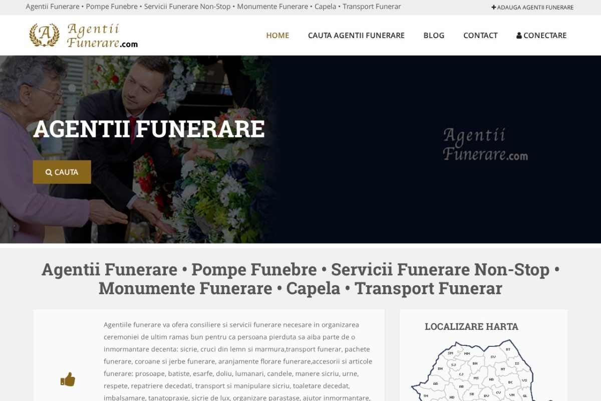 Previzualizare homepage AgentiiFunerare.com