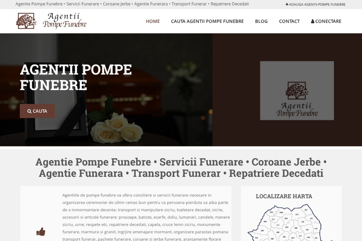 Previzualizare homepage AgentiiPompeFunebre.ro