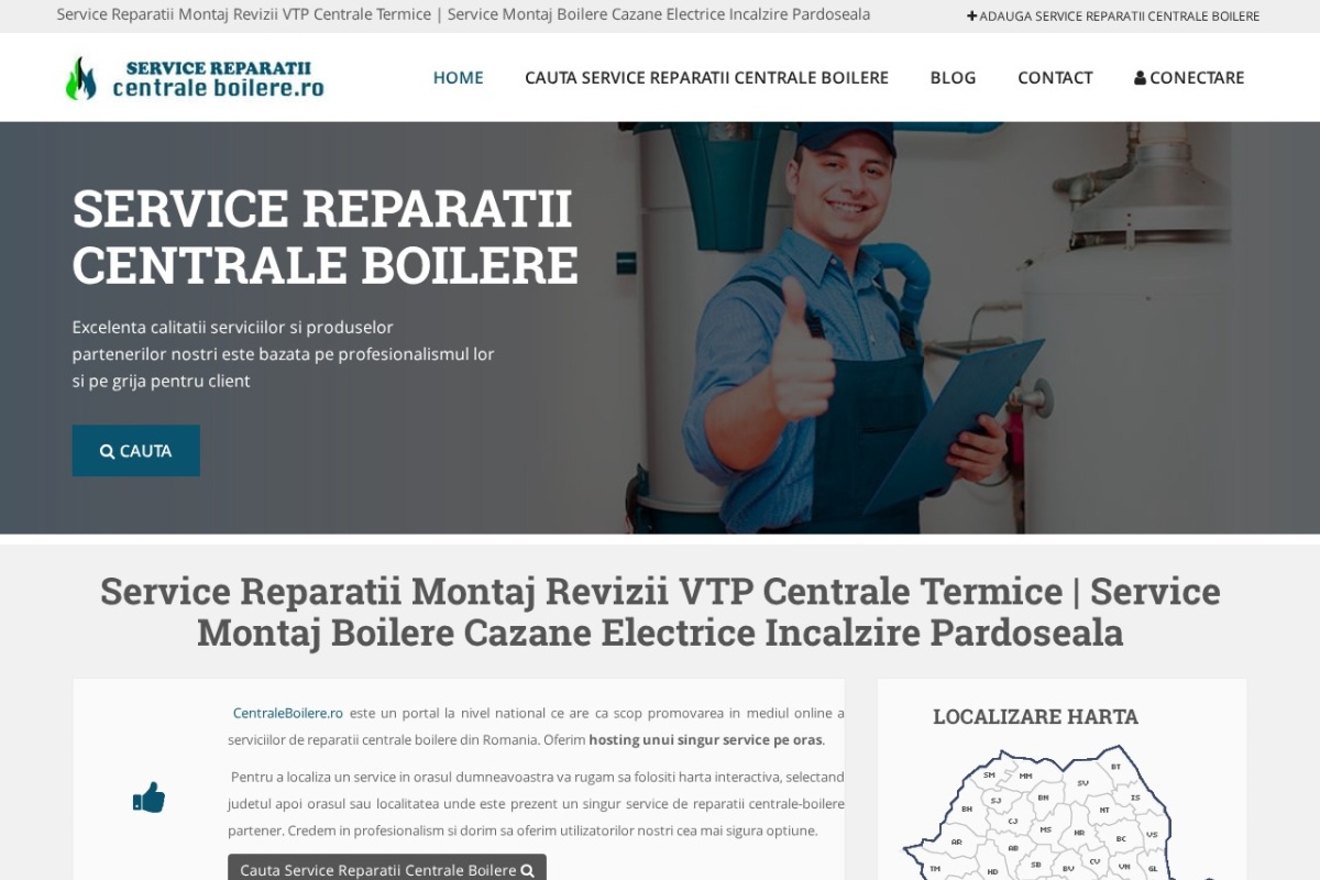 Previzualizare homepage CentraleBoilere.ro