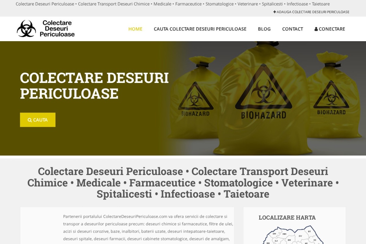 Previzualizare homepage ColectareDeseuriPericuloase.com
