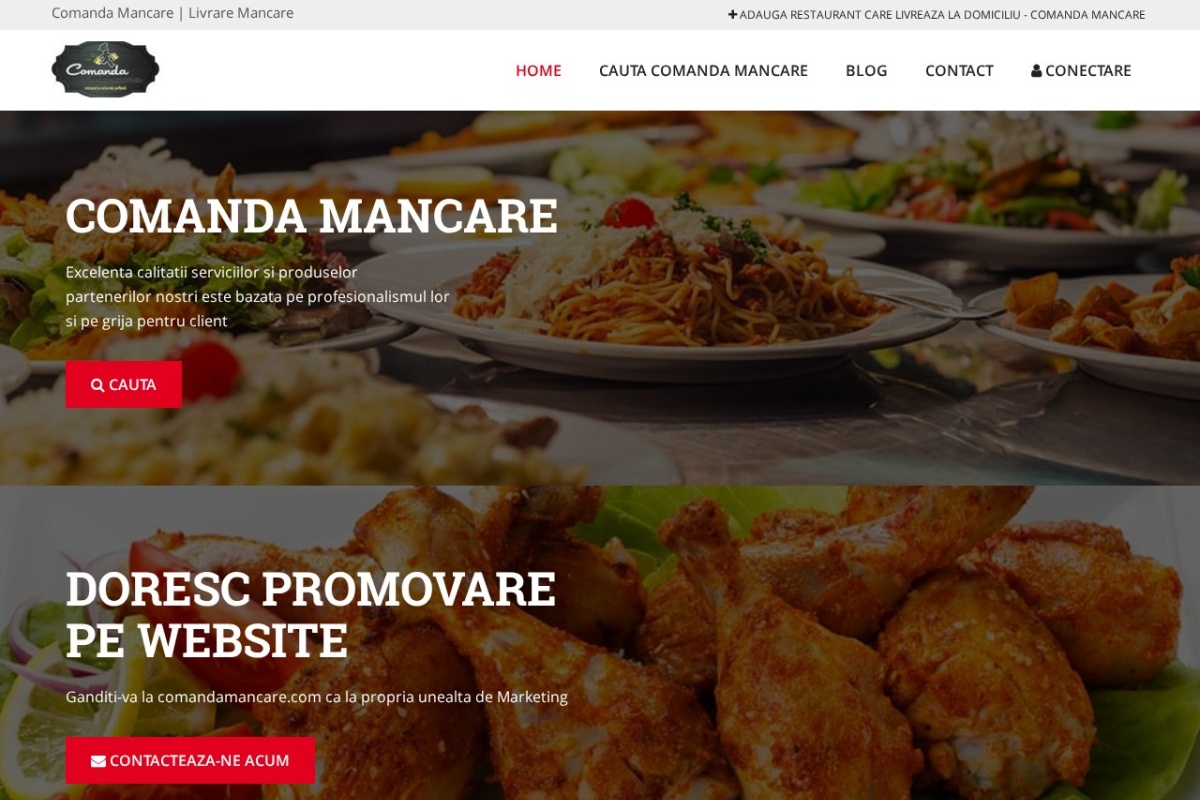 Previzualizare homepage ComandaMancare.com
