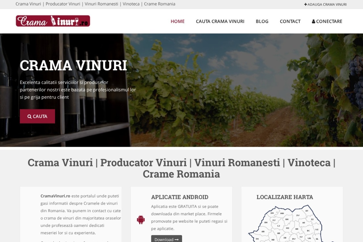 Previzualizare homepage CramaVinuri.ro