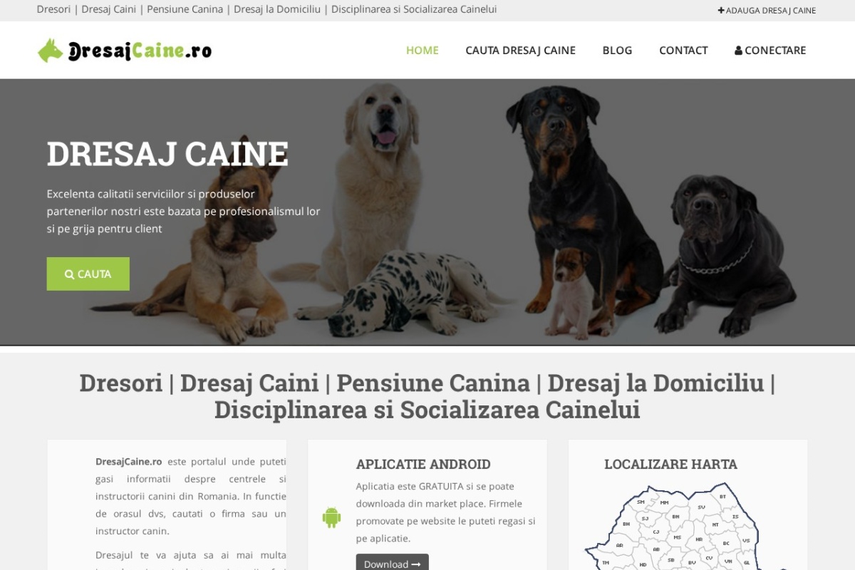 Previzualizare homepage DresajCaine.ro