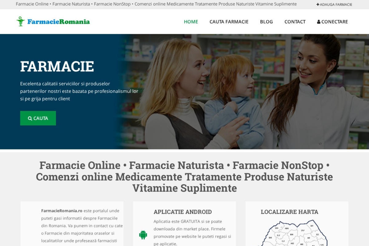 Previzualizare homepage FarmacieRomania.ro