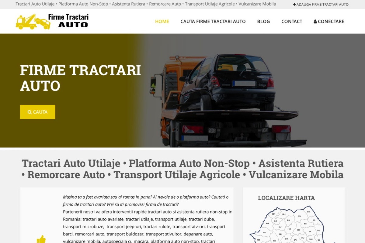 Previzualizare homepage FirmeTractariAuto.ro
