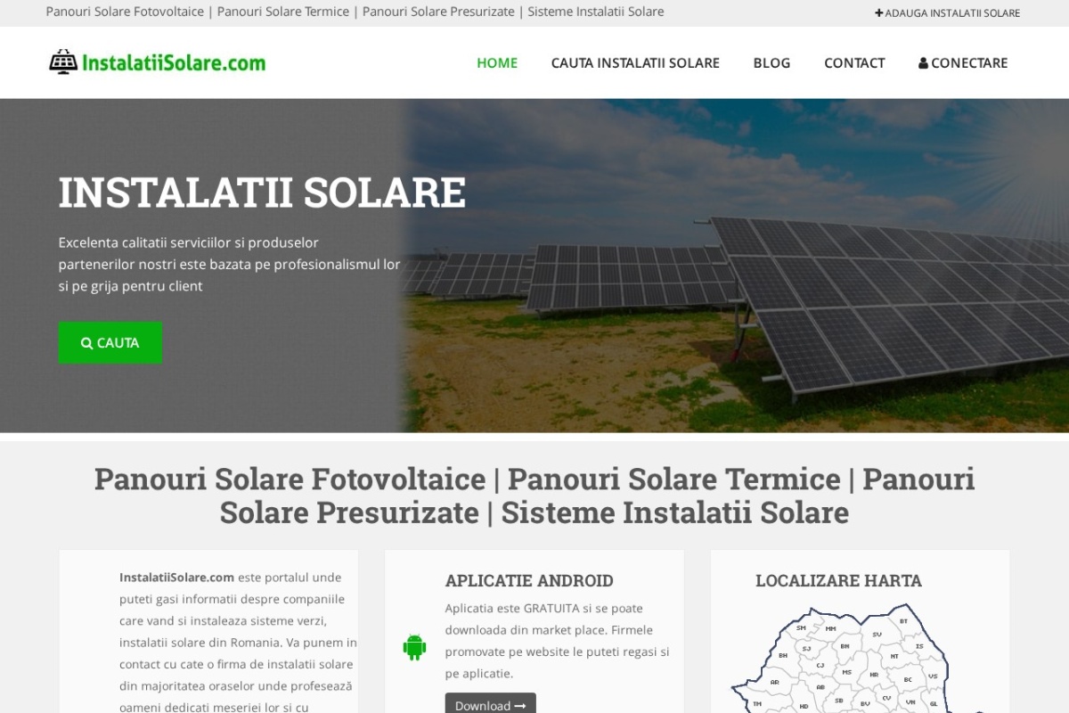 Previzualizare homepage InstalatiiSolare.com