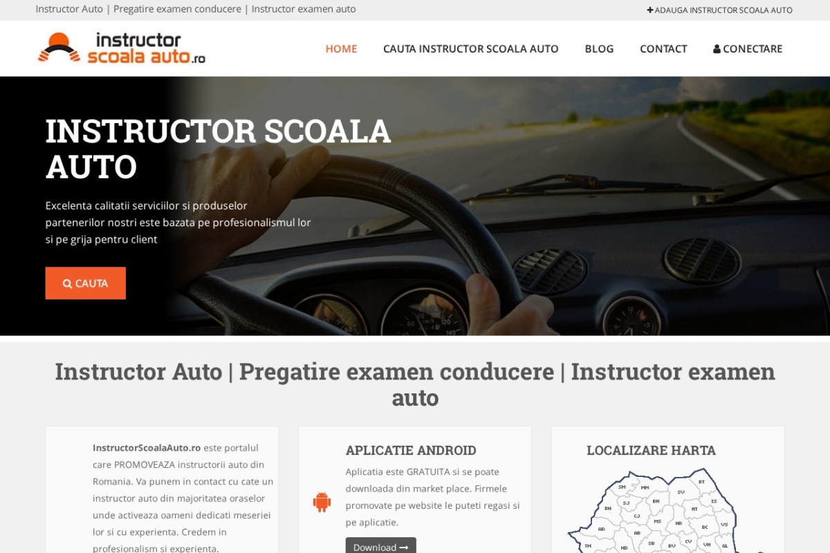 Previzualizare homepage InstructorScoalaAuto.ro