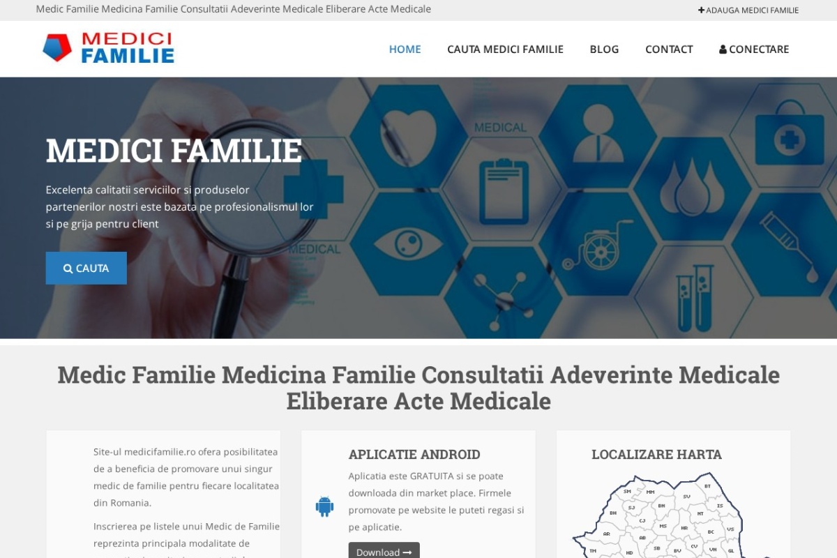 Previzualizare homepage MediciFamilie.ro