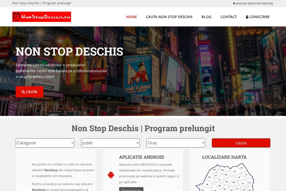 Previzualizare homepage NonStopDeschis.ro