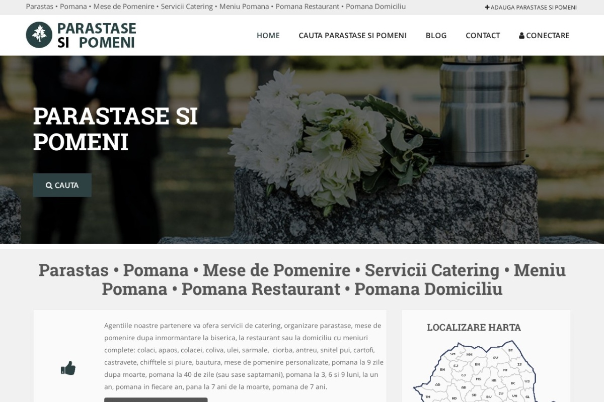 Previzualizare homepage ParastasesiPomeni.ro