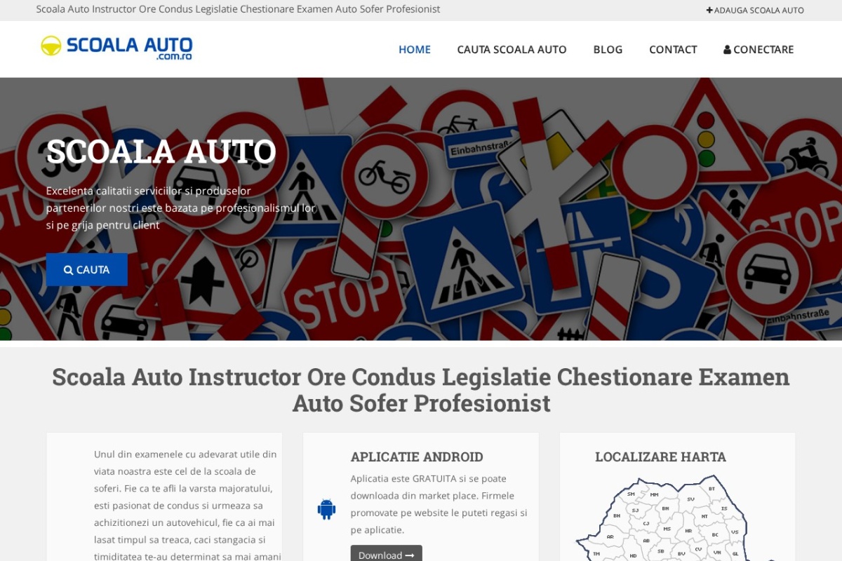 Previzualizare homepage Scoala-Auto.com.ro