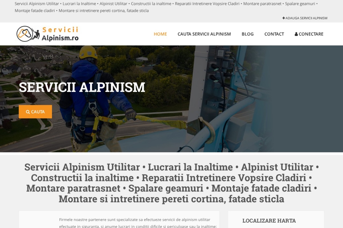 Previzualizare homepage ServiciiAlpinism.ro