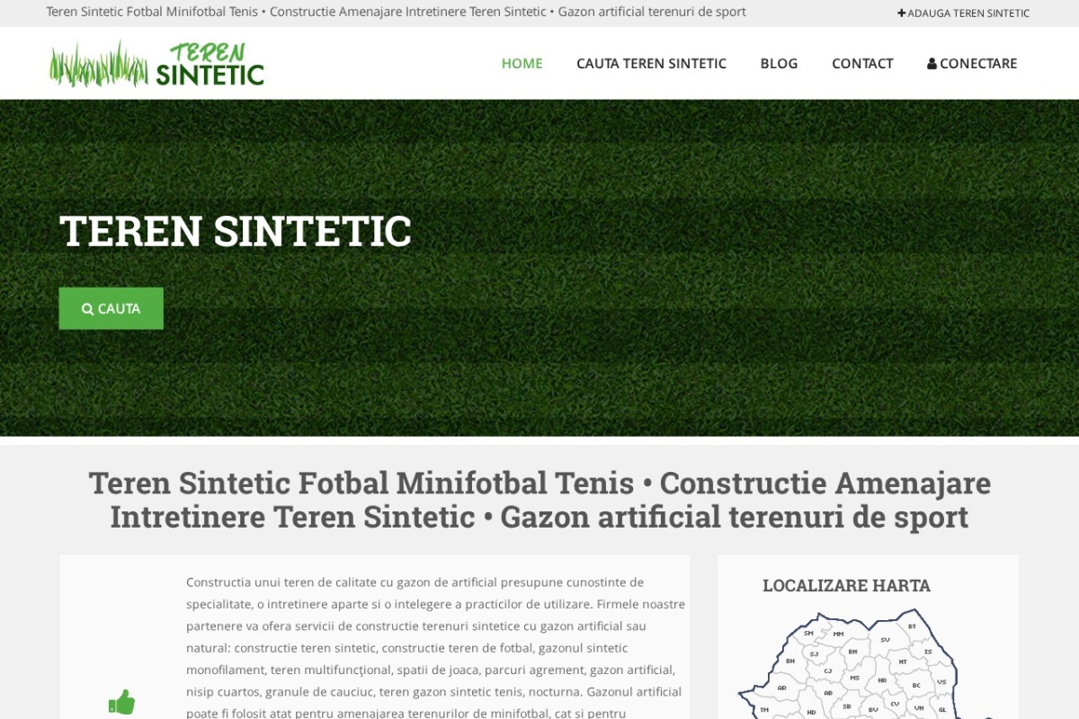 Previzualizare homepage Teren-Sintetic.ro