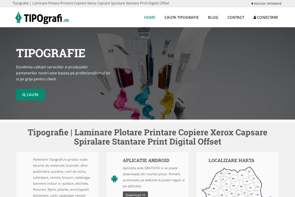 Previzualizare homepage Tipografi.ro