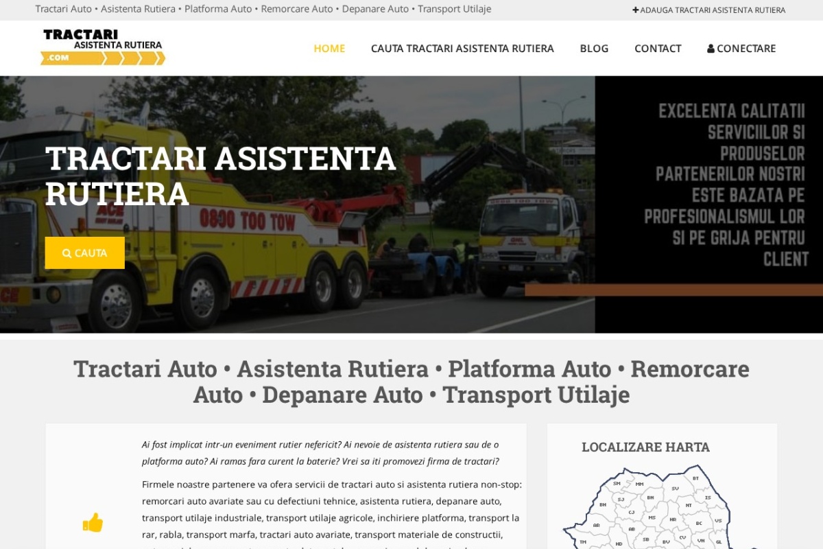 Previzualizare homepage TractariAsistentaRutiera.com