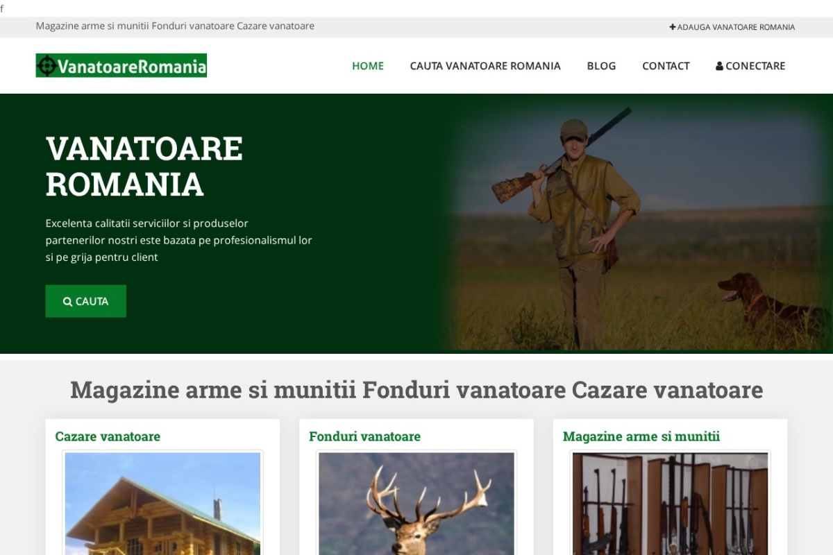 Previzualizare homepage VanatoareRomania.com